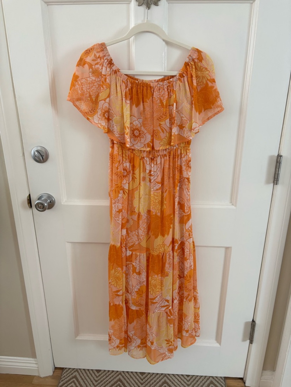 2 for $30 🌸mittoshop Orange and Yellow Floral Off-Shoulder Dress